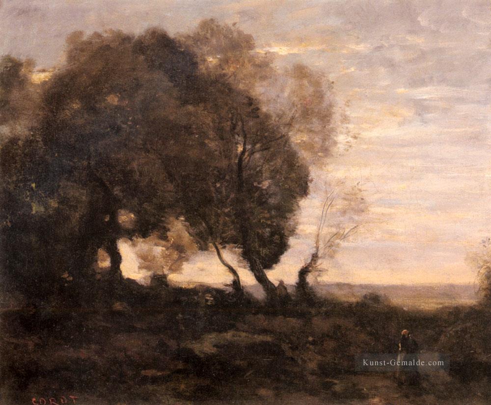 Arbres Tordus Sur Une Kreta plein air Romantik Jean Baptiste Camille Corot Ölgemälde